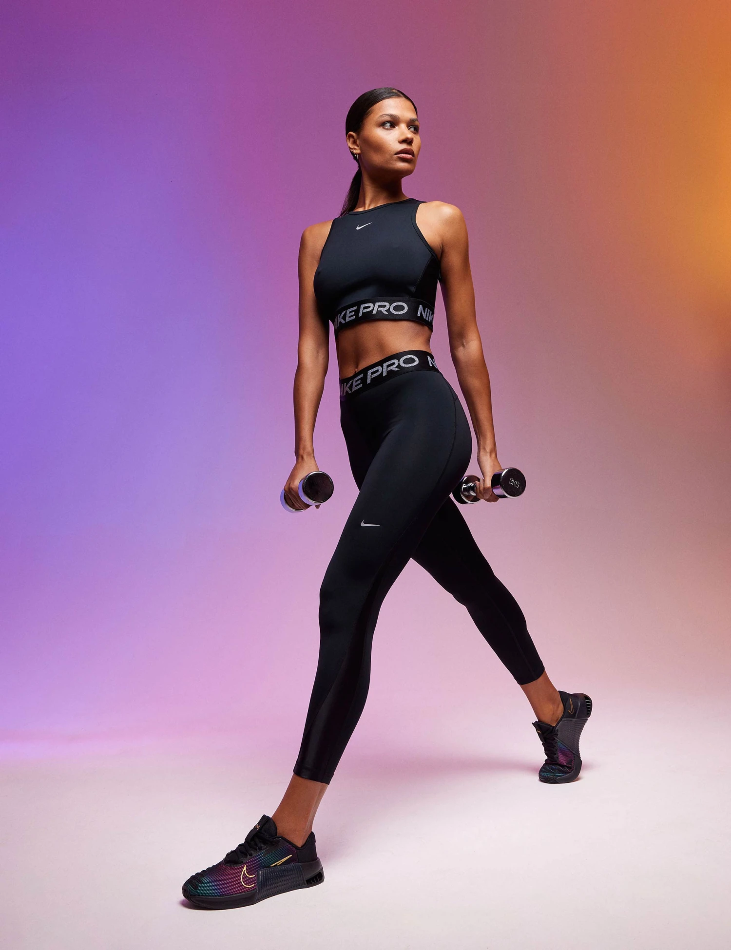 Nike Pro 7/8 Leggings - Black/Metallic Silver 2 Nike Pro 7/8 Leggings - Black/Metallic Silver - Image 2