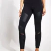 7/8 High Waisted Moto Legging - Black/Glossy