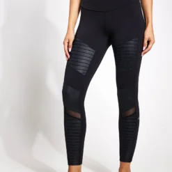 7/8 High Waisted Moto Legging - Black/Glossy