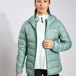 ADIDAS Terrex Multi Light Down Hooded Jacket - Silver Green