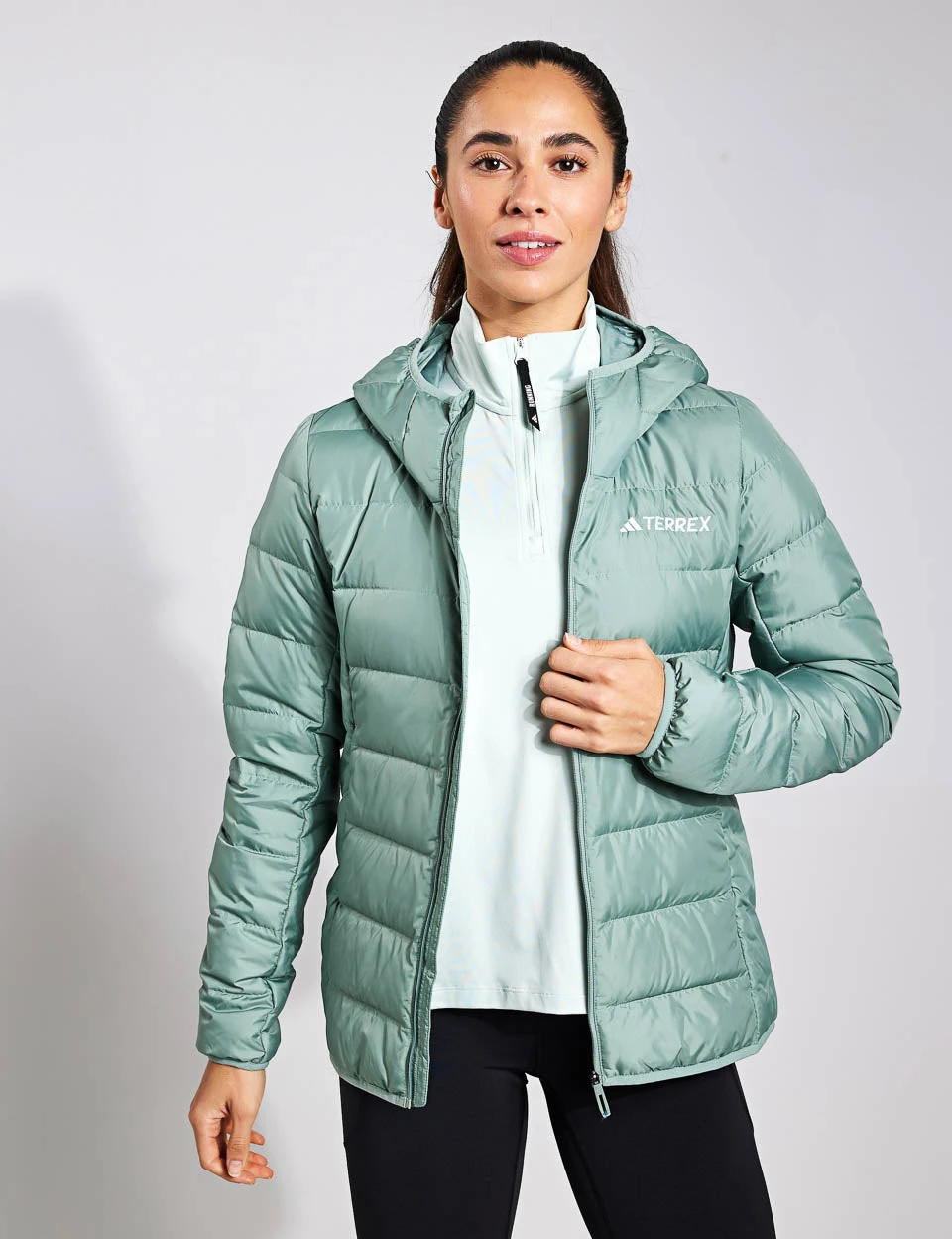 ADIDAS Terrex Multi Light Down Hooded Jacket - Silver Green 1 ADIDAS Terrex Multi Light Down Hooded Jacket - Silver Green
