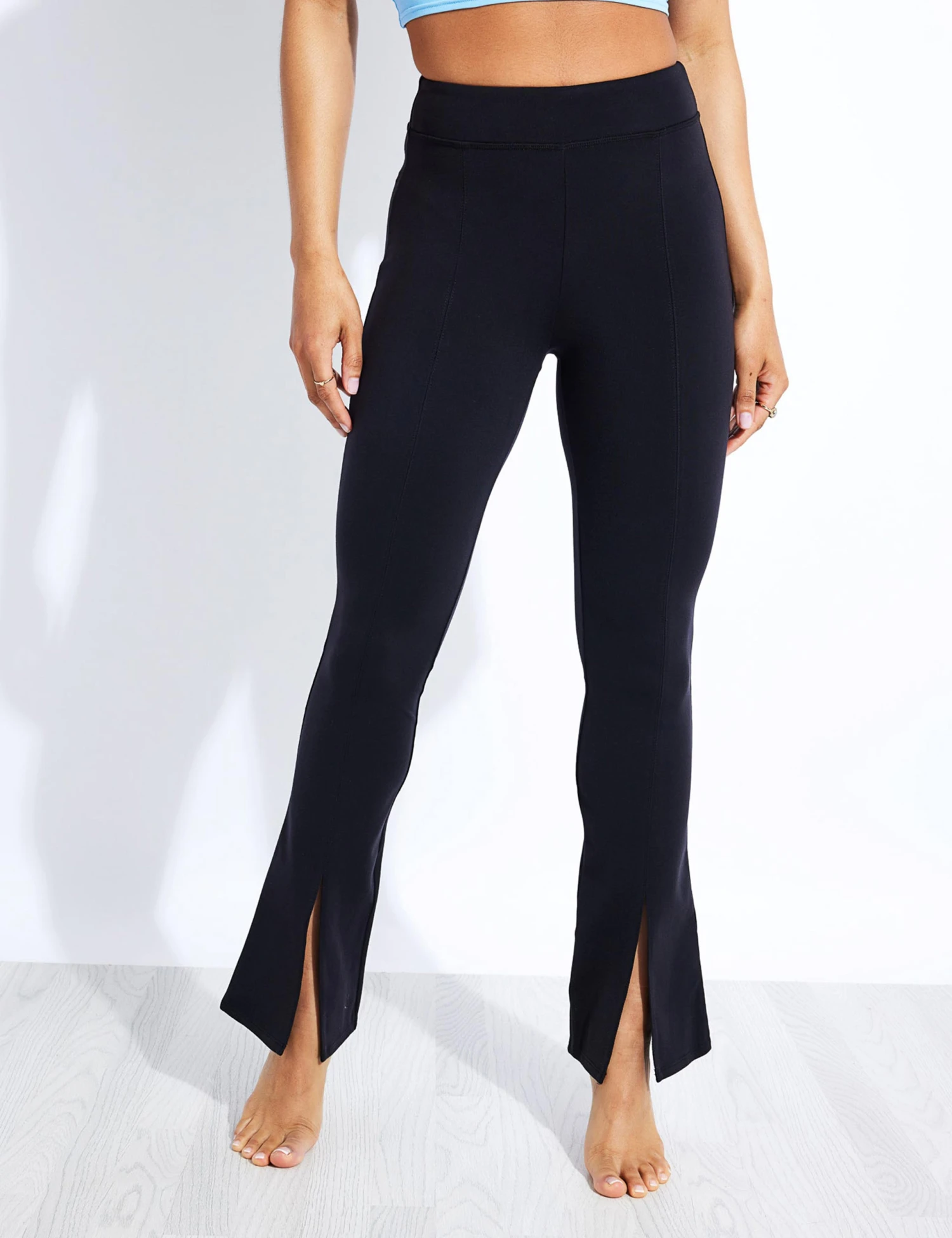 Airbrush 7/8 High Waisted Flutter Legging - Black 1 Airbrush 7/8 High Waisted Flutter Legging - Black
