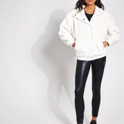 Sherpa Varsity Jacket - Ivory -Default Template 3 Alo Yoga SHERPA VARSITY JACKET W4408R IVORY 0012