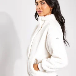 Sherpa Varsity Jacket - Ivory -Default Template 3 Alo Yoga SHERPA VARSITY JACKET W4408R IVORY 0028