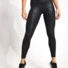 Beyond Yoga Leatherette High Waisted Midi Legging - Black Leatherette Foil