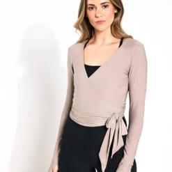 Beyond Yoga Featherweight Waist No Time Wrap Top - Birch Heather