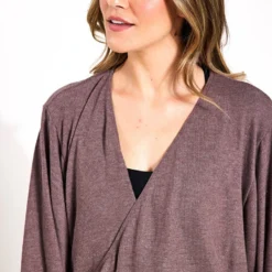 Beyond Yoga Wrapped Up Pullover - Heathered Truffle -Default Template 3 Beyond Yoga Wrapped Up Pullover Heathered Truffle CS7820 HT S 0023