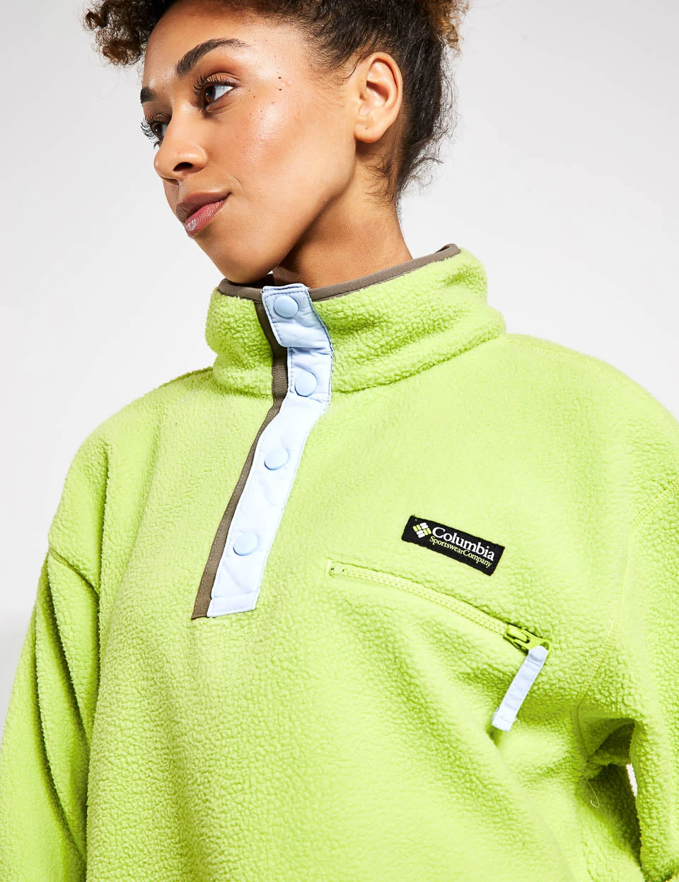 Columbia Helvetia Cropped Half Snap Fleece - Napa Green/Whisper/Stone Green 3 Columbia Helvetia Cropped Half Snap Fleece - Napa Green/Whisper/Stone Green - Image 3