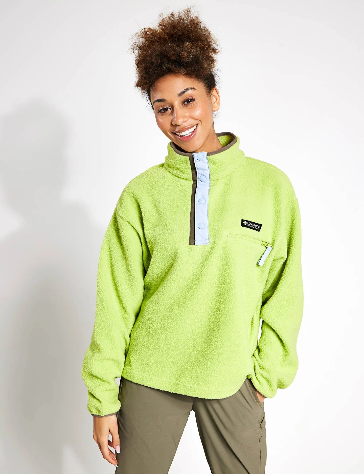 Columbia Helvetia Cropped Half Snap Fleece - Napa Green/Whisper/Stone Green 1 Columbia Helvetia Cropped Half Snap Fleece - Napa Green/Whisper/Stone Green