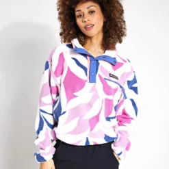 Columbia Helvetia Cropped Half Snap Fleece - Cosmos Floristic Print/Eve/Salmon Rose