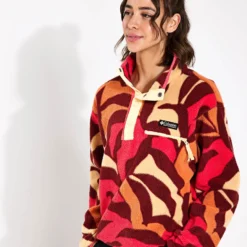Columbia Helvetia Cropped Half Snap Fleece - Spice Floristic Print/Sunkissed/Juicy
