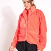 Hit The Slopes Fleece Jacket - Neon Coral