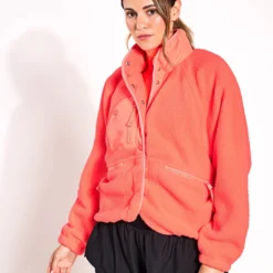 Hit The Slopes Fleece Jacket - Neon Coral
