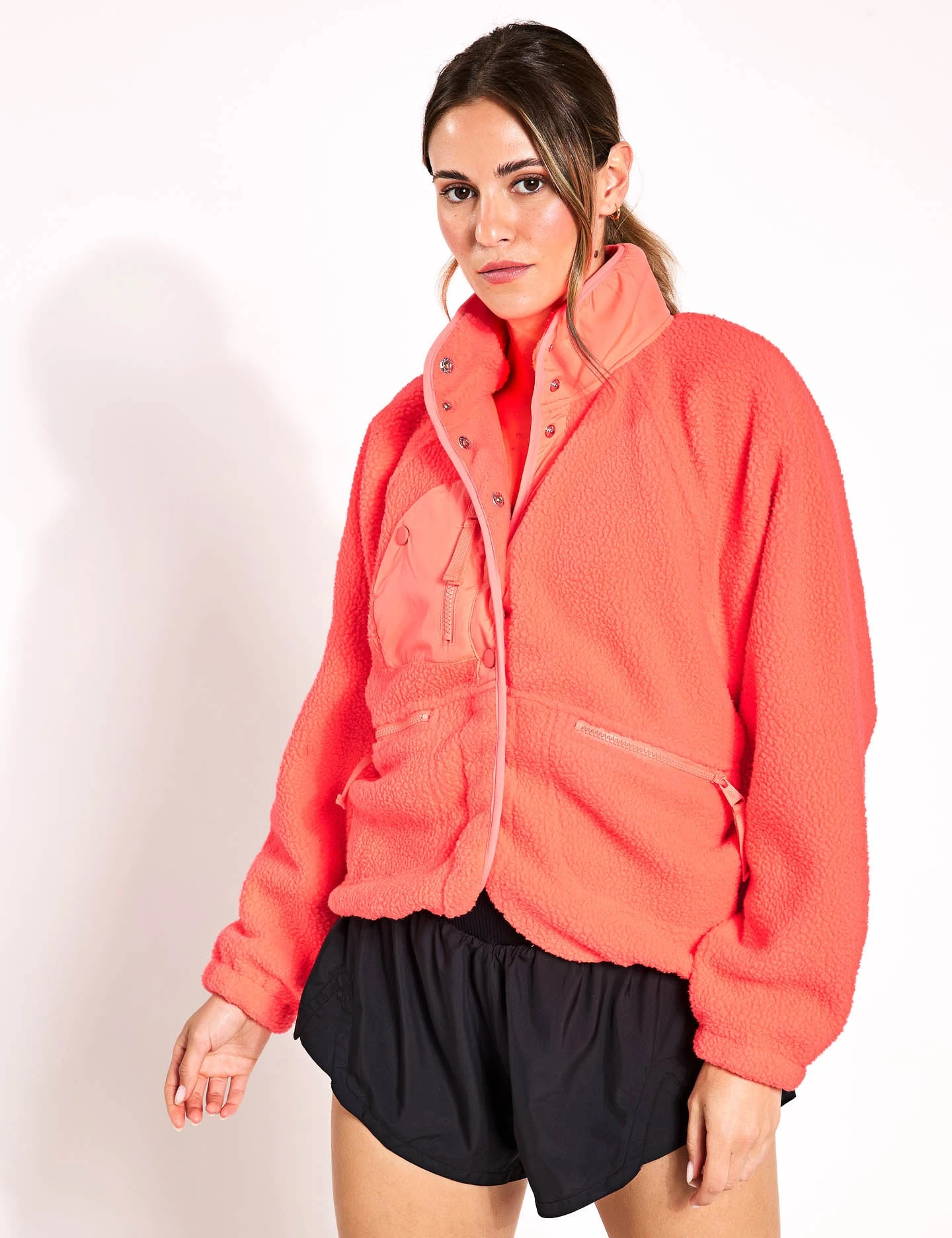 Hit The Slopes Fleece Jacket - Neon Coral 1 Hit The Slopes Fleece Jacket - Neon Coral