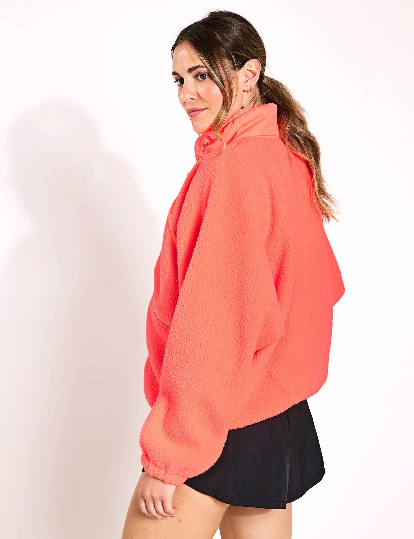 Hit The Slopes Fleece Jacket - Neon Coral 2 Hit The Slopes Fleece Jacket - Neon Coral - Image 2