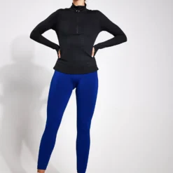 Embossed Funnel Neck Half Zip Running Top - Black 7 Embossed Funnel Neck Half Zip Running Top - Black -Default Template 3 GOODMO 2