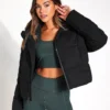 Cropped Puffer Jacket - Black