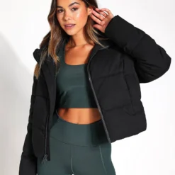 Cropped Puffer Jacket - Black