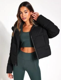 Cropped Puffer Jacket - Black