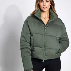 Cropped Puffer - Thyme