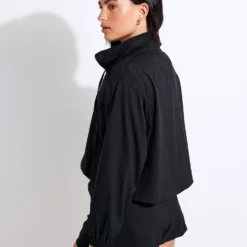 Hummingbird Half Zip Windbreaker - Black 7 Hummingbird Half Zip Windbreaker - Black -Default Template 3 Girlfriend Collective GC HUMMINGBIRD HALF ZIP WINDBREAKER 6006 JB BLACK S 0015