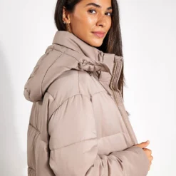 Long Puffer Jacket - Limestone -Default Template 3 Girlfriend Collective PUFFER JACKET LONG 2002 FG LIMESTONE 0019