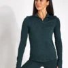 ReSet Mock Neck Half Zip - Moss Heather