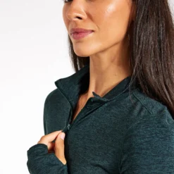 ReSet Mock Neck Half Zip - Moss Heather 6 ReSet Mock Neck Half Zip - Moss Heather -Default Template 3 Girlfriend Collective RESET LONG SLEEVE MOCK NECK HALF ZIP 3054 HGG MOSS HEATHER 0008