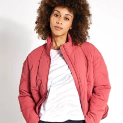 Packaway Quilted Funnel Neck Jacket - Brick -Default Template 3 Goodmove BORG BORG ZIP THROUGH 5332 LAV 0054