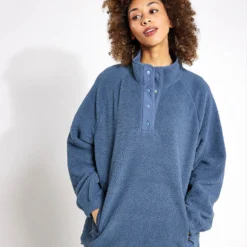 Borg Funnel Neck Fleece - Dark Airforce