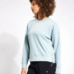 Cotton Rich Mesh Panel Sweatshirt - Light Mint