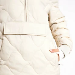 Quilted Half Zip Hooded Puffer Jacket - Beige -Default Template 3 Goodmove QUILTED POP OVER JACKET 5336A B BEIGE 0024