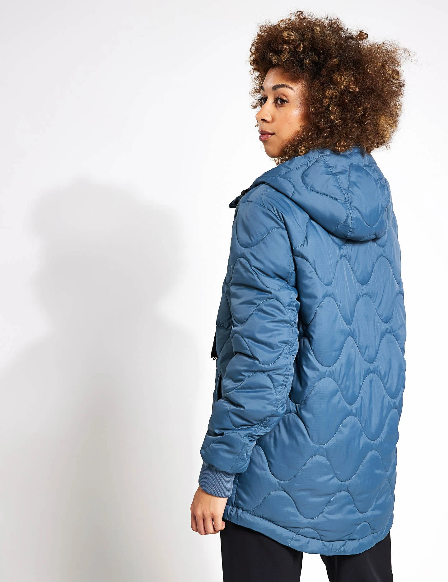 Quilted Half Zip Hooded Puffer Jacket - Dark Airforce 2 Quilted Half Zip Hooded Puffer Jacket - Dark Airforce - Image 2