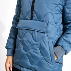 Quilted Half Zip Hooded Puffer Jacket - Dark Airforce 8 Quilted Half Zip Hooded Puffer Jacket - Dark Airforce -Default Template 3 Goodmove QUILTED POP OVER JACKET 5336A DA DARK AIRFORCE 0024