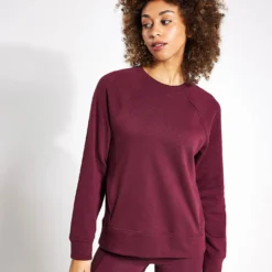 Cotton Rich Crew Neck Sweatshirt - Burgundy