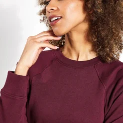 Cotton Rich Crew Neck Sweatshirt - Burgundy -Default Template 3 Goodmove SUPERSOFT POCKETSWEAT 5858 BU BURGUNDY 0004