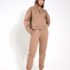 Millie Slim Fleece Track Pant - Taupe -Chillcradle Sale Store Lilybod Millie Slim Fleece Trackpant LL88 TP Taupe 0001