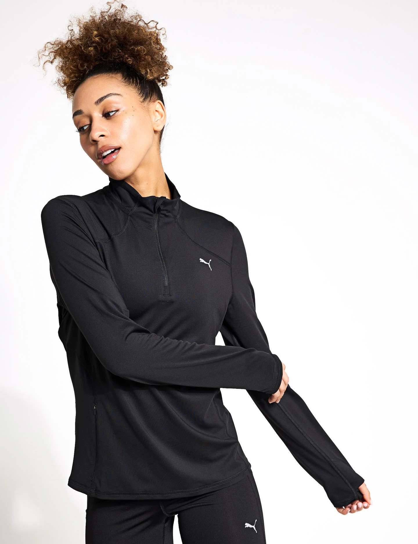 Puma Run Cloudspun Quarter Zip Pullover - Black 4 Puma Run Cloudspun Quarter Zip Pullover - Black - Image 4