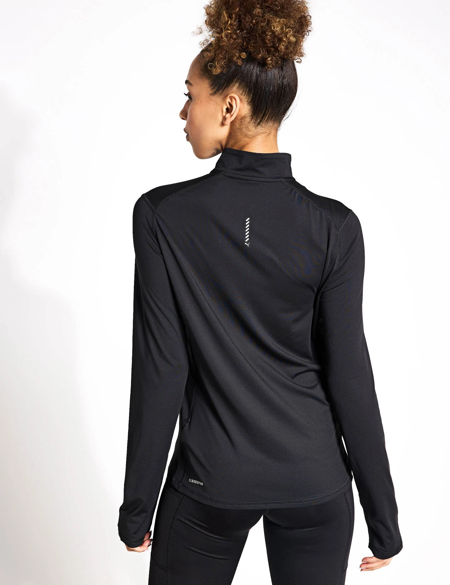 Puma Run Cloudspun Quarter Zip Pullover - Black 2 Puma Run Cloudspun Quarter Zip Pullover - Black - Image 2