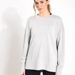 Sweaty Betty After Class Longline Sweatshirt - Light Grey Marl