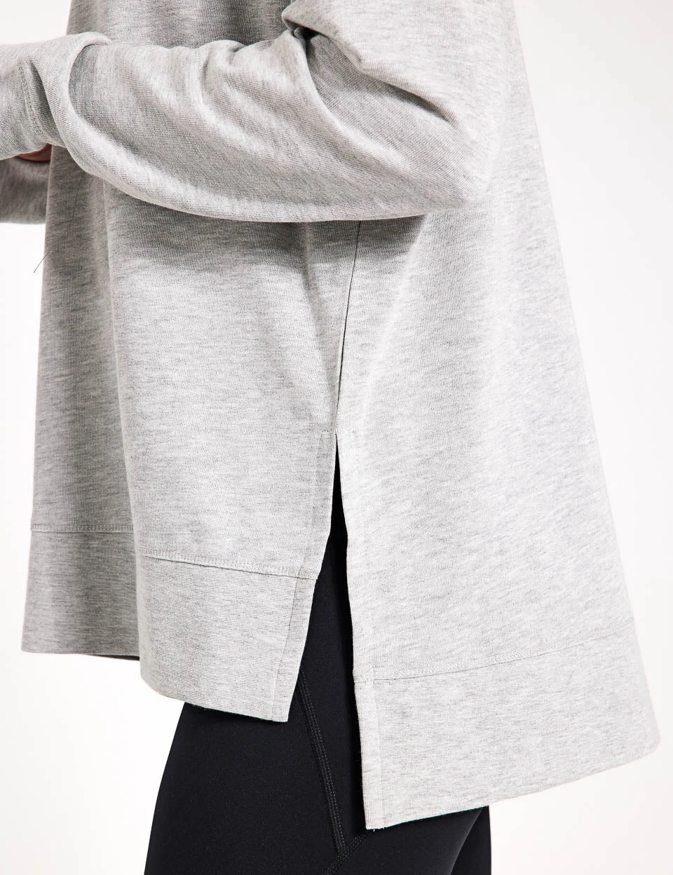 Sweaty Betty After Class Longline Sweatshirt - Light Grey Marl 3 Sweaty Betty After Class Longline Sweatshirt - Light Grey Marl - Image 3