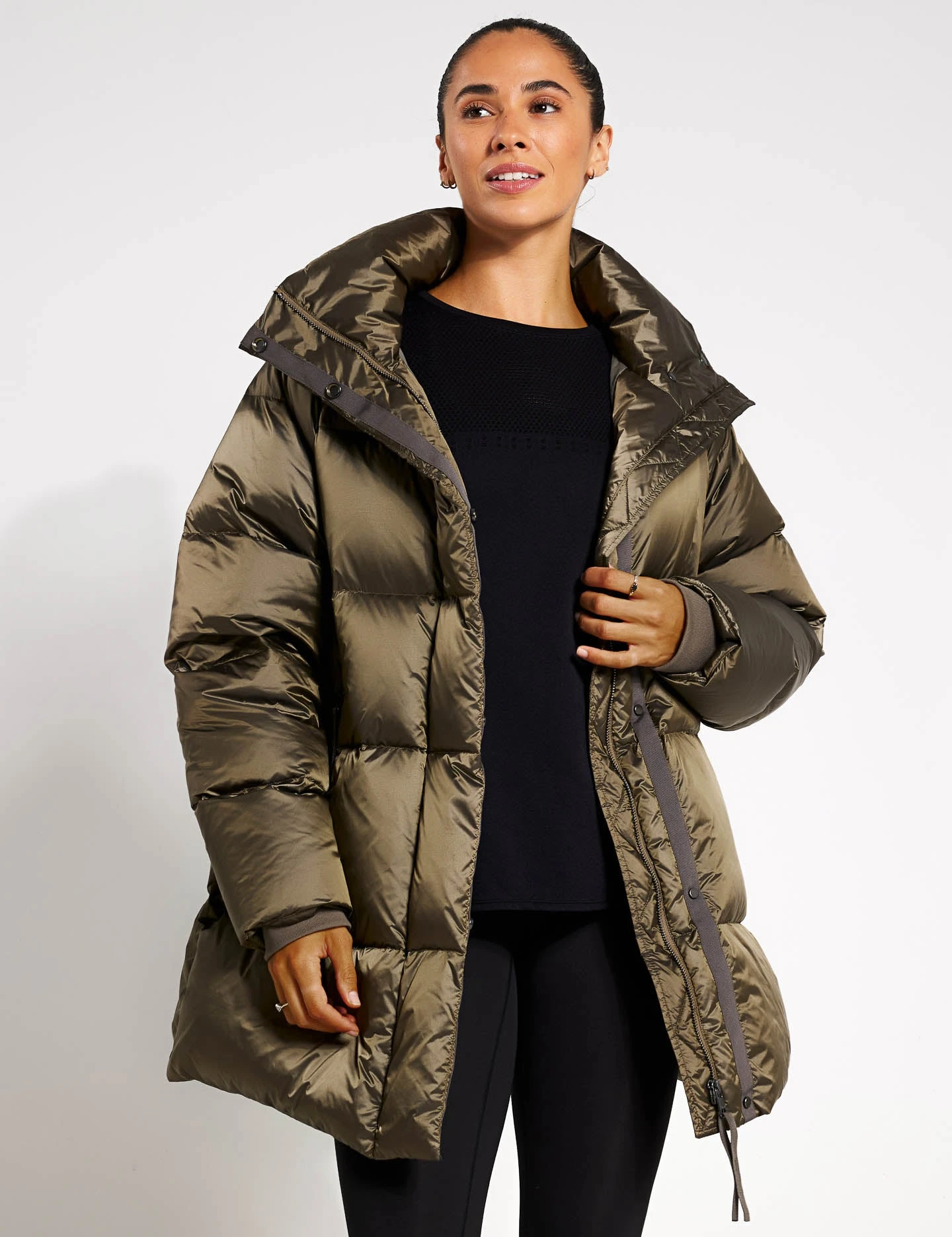 Varley Canton Down Jacket - Brushed Olive Metallic 1 Varley Canton Down Jacket - Brushed Olive Metallic