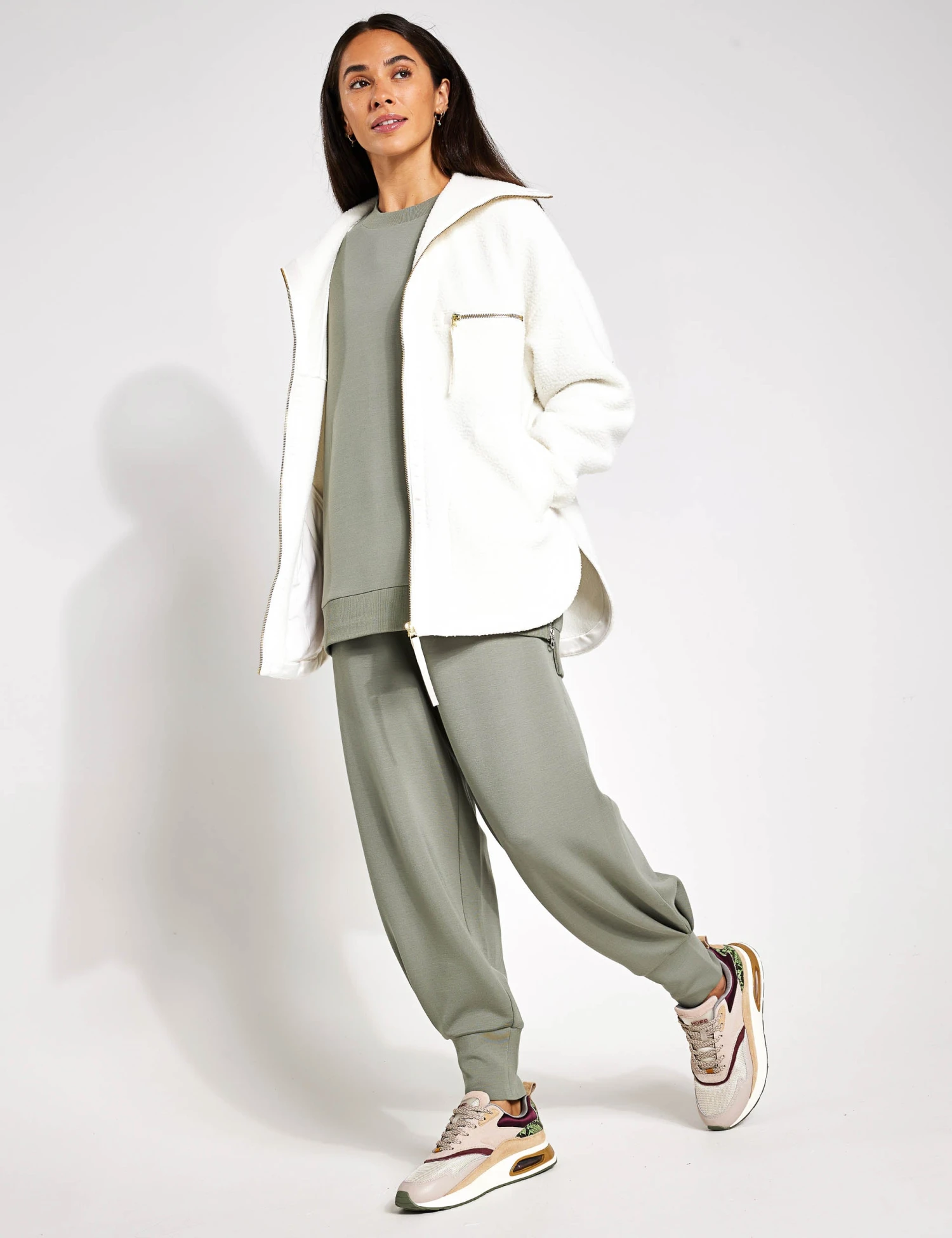 Varley Donley Fleece Jacket - Egret 4 Varley Donley Fleece Jacket - Egret - Image 4