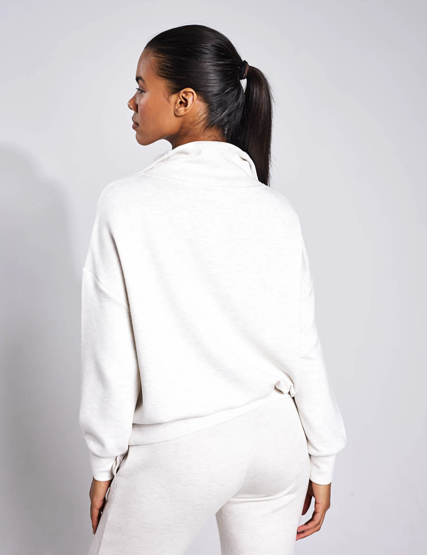 Varley Hawley Half Zip Sweat - Ivory Marl 2 Varley Hawley Half Zip Sweat - Ivory Marl - Image 2