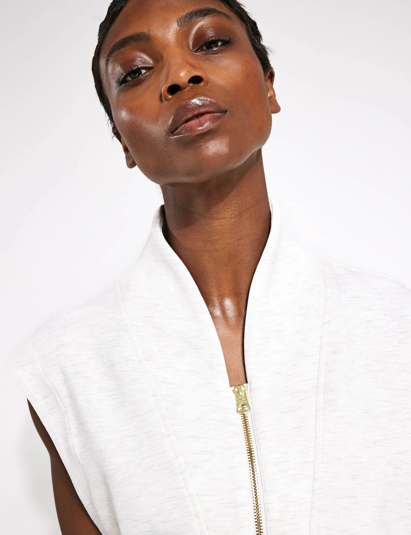 Varley Loretta Half-Zip Sleeveless Sweat - Ivory Marl 3 Varley Loretta Half-Zip Sleeveless Sweat - Ivory Marl - Image 3