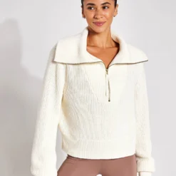 Varley Mentone Half-Zip Knit Pullover - Egret