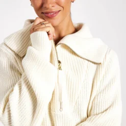 Varley Mentone Half-Zip Knit Pullover - Egret -Default Template 3 Varley Mentone Knit VAR00615 Egret 0026