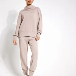 Varley Priya Longline Sweat - Taupe Marl