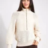Varley Tara Pointelle Half-Zip Knit - Whitecap Grey