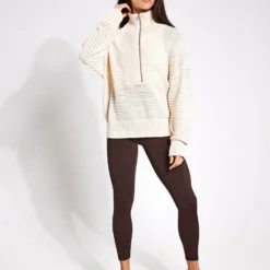 Varley Tara Pointelle Half-Zip Knit - Whitecap Grey 7 Varley Tara Pointelle Half-Zip Knit - Whitecap Grey -Default Template 3 Varley tara pointelle half zip VAR01794 GRE 0011